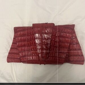 Juliette Jake Red Crocodile Wrap Clutch